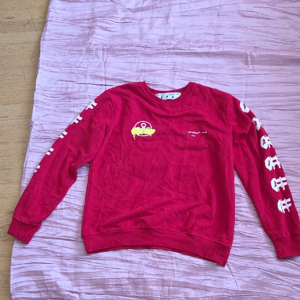 Off-White Kids Red Graphic Crewneck Sweatshirt